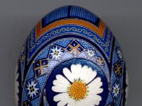 Daisies Ukrainian Easter Egg Pysanky By So Jeo : PYsanky pysanka ukrainian easter egg batik art sojeo flower florals daisy daisies blue orange white